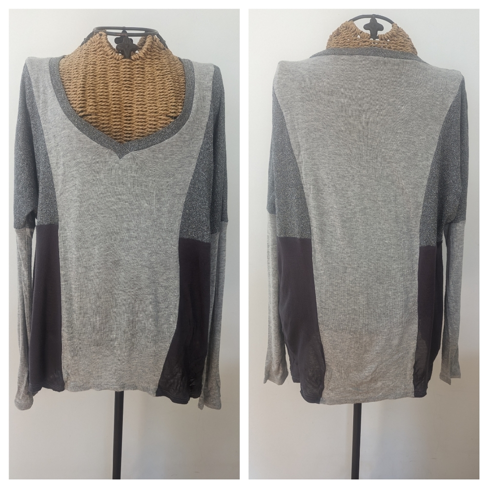 Ella Moss silver color block shirt S